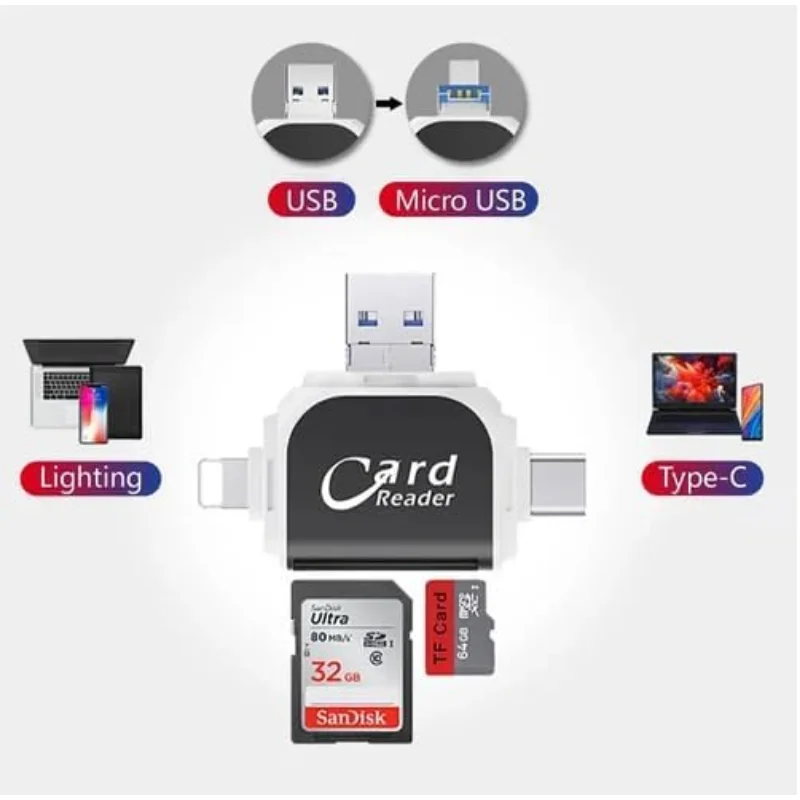 Card Reader - 4 in 1 tragbares Kartenlesegerät
